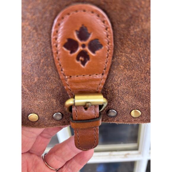 Patricia Nash Isola Flap Crossbody Whiskey Brown Washed Burnished Suede NWT boho - Picture 13 of 15